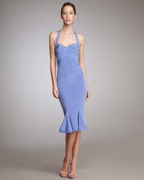 Zac Posen Silk Halter Dress in Purple - Lyst