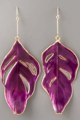 Aurelie Bidermann Enameled Swan-feather Earrings, Purple