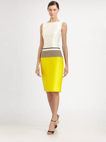 Carolina Herrera Colorblock Dress in Yellow - Lyst