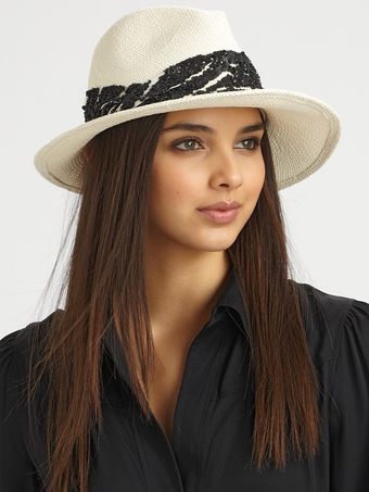 Eugenia Kim Lauren Zebra Striped Sequin Accented Straw Fedora - Lyst