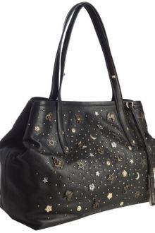 Jimmy Choo Black Leather Scarlet Charm Shoulder Tote - Lyst