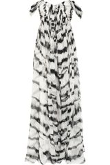 Alexander McQueen White Tiger Printed Silk-chiffon Gown