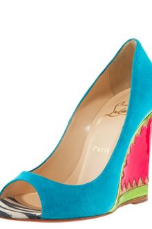 Christian Louboutin Miramar Suede & Patent Wedge Pump - Lyst