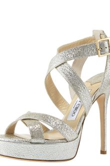 Jimmy Choo Vamp Crushed Metallic Platform Sandal - Lyst