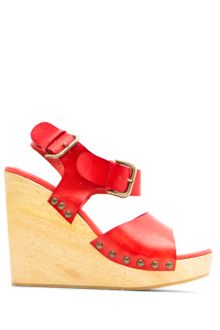 Mango Touch Wood Wedge Sandal - Lyst
