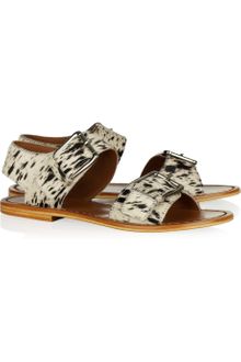 Marni Animal-print Calf Hair Sandals - Lyst