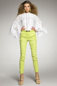 Oscar de la Renta Trumpet-Sleeve Lace Blouse - Lyst