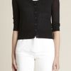 Adam Lippes Cropped Cardigan Sweater in Black - Lyst