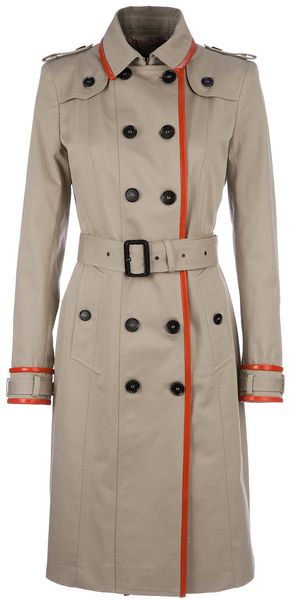 Burberry Prorsum Contrast Trim Leather Trenchcoat - Lyst