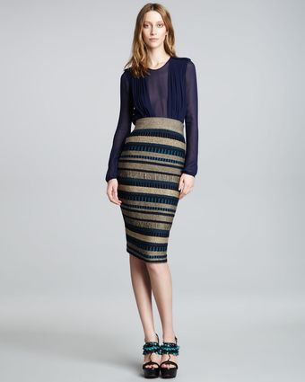 Burberry Prorsum Structured Contrast Stripe Skirt - Lyst