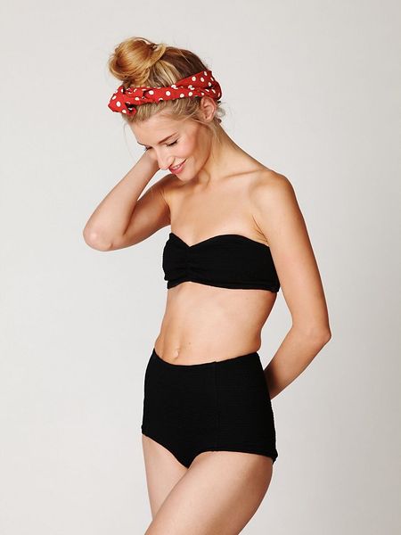 Free People High Waist Smocked Bottoms in Black - Lyst