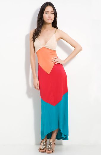 Haute Hippie Fitted Colorblock Maxi Dress - Lyst