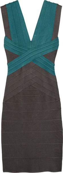 Hervé Léger ColorBlock Bandage Dress in Blue - Lyst