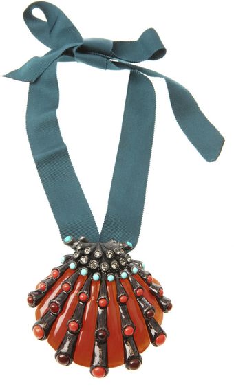 Lanvin Shell Necklace and Brooch - Lyst
