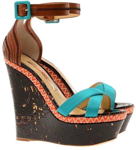 Rupert Sanderson Contrasting Platform Wedges in Blue (turqoise) - Lyst