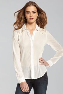 Textile Elizabeth And James Austin Lace-Inset Button-Down Blouse - Lyst