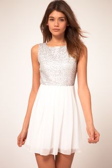 Tfnc Tfnc Babydoll Dress with Sequin Bodice - Lyst