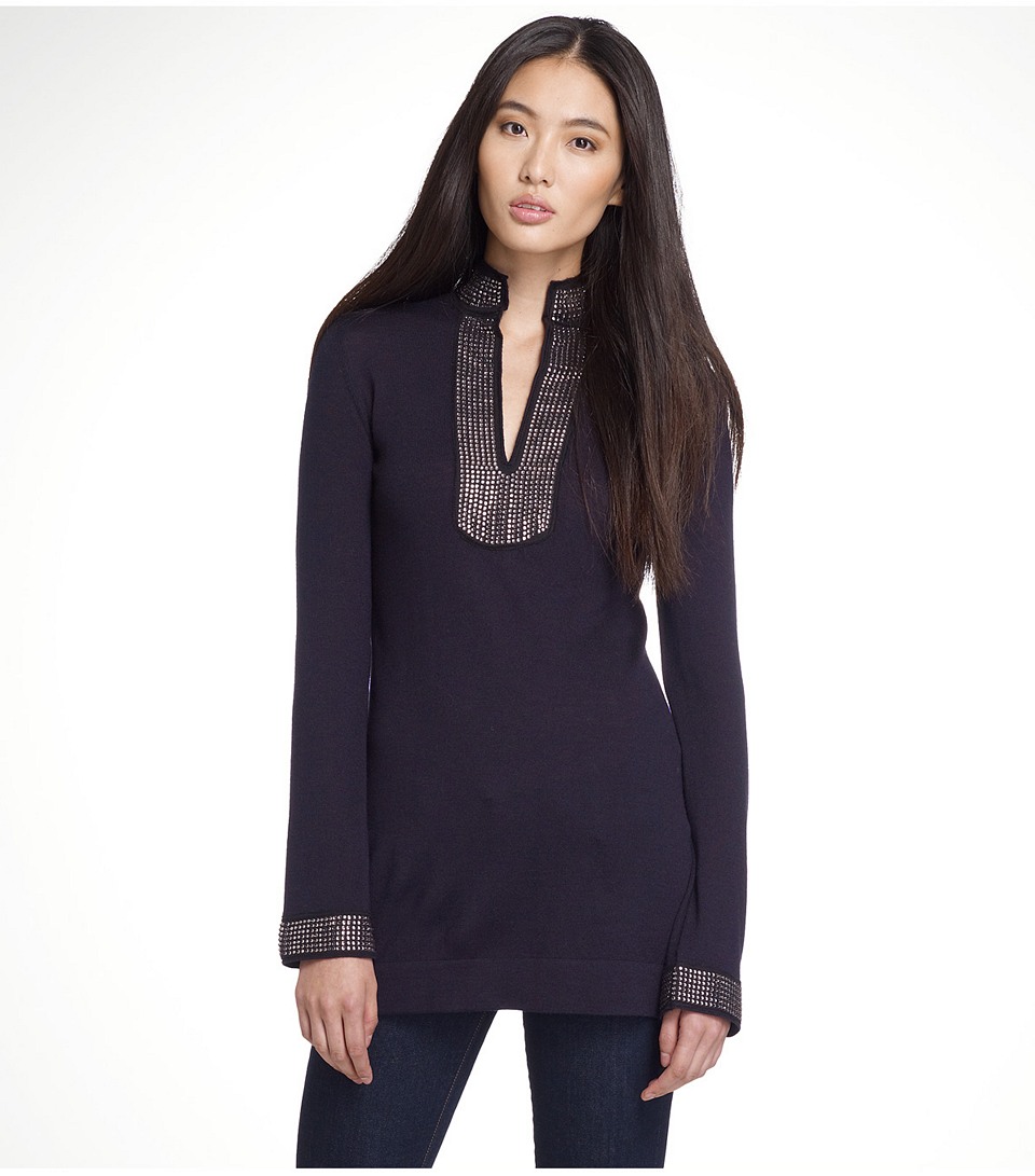 Tory Burch Embellished Tory Tunic in Blue (navy) | Lyst