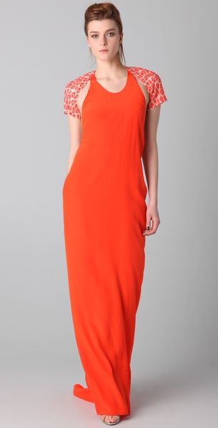 3.1 Phillip Lim Leopard Sleeve T-back Gown - Lyst