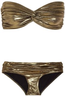 Lanvin Metallic Bandeau Bikini - Lyst