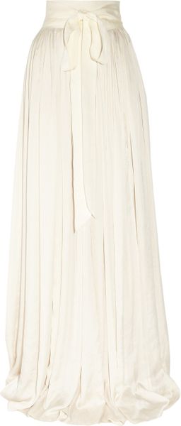 Lanvin Draped Satin Maxi Skirt in Beige (ivory) - Lyst