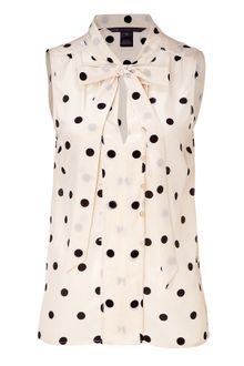 Marc By Marc Jacobs Cream Polka Dot Silk Top - Lyst
