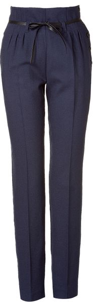See By Chloé  High Waisted Pants with Belt in Blue - Lyst