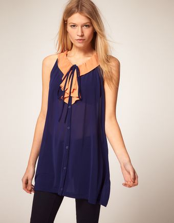 ASOS Collection Tunic With Ruffle Collar - Lyst