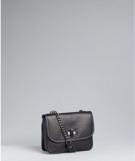 Bcbgmaxazria Black Pebbled Leather Chain Handle Shoulder Bag in Black - Lyst