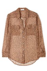 Equipment Blush Leopard Print Chiffon Signature Shirt