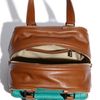 Jimmy Choo Justine  Small Calfskin Leather Satchel in Blue (tan/emerald) - Lyst