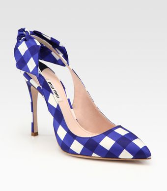 Miu Miu Taffeta Point Toe Bow Pumps - Lyst