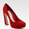 Miu Miu Suede Flareheel Platform Pumps in Red (cherry) - Lyst