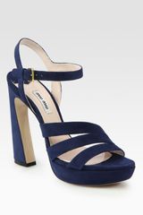 Miu Miu Suede Flare-heel Slingback Platform Sandals