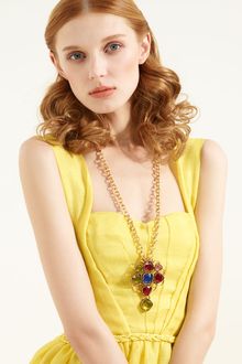 Oscar de la Renta Brooch & Chain Necklace - Lyst
