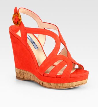  Suede and Cork Multistrap Wedge Sandals 