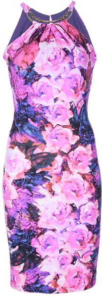 Roberto Cavalli Metal Detail Halter Neck Dress - Lyst