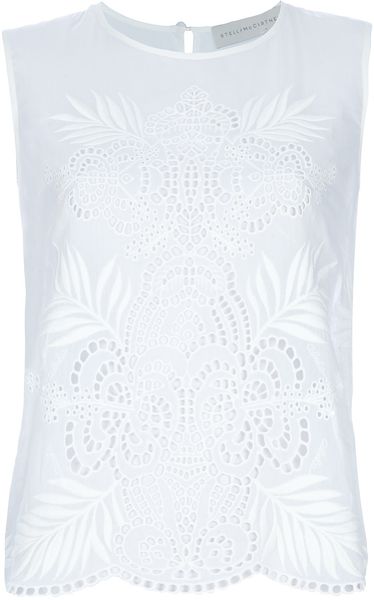 Stella Mccartney Lace Detail Blouse in White - Lyst