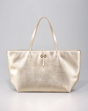 Ferragamo Bice Metallic Leather Tote - Lyst
