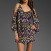 Parker Double Flared Sleeve Dress in Purple (purple zig zag) - Lyst