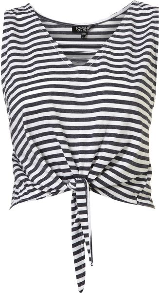 Topshop Stripe Knot Crop - Lyst