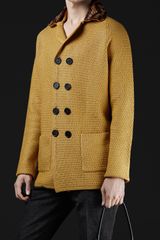Burberry Prorsum Raffia Collar Knitted Coat