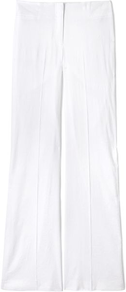  White Stretch Linen Bootcut Trouser 