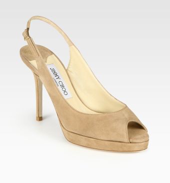 Jimmy Choo Nova Suede Slingback Peep Toe Pumps - Lyst
