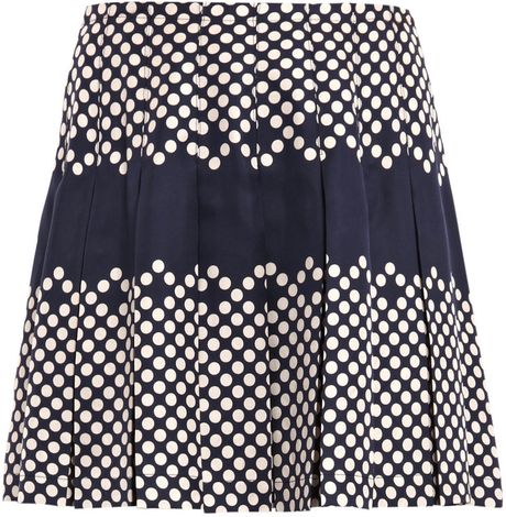 Sea Ny Polkadot Pleated Skirt in Blue (sea) - Lyst