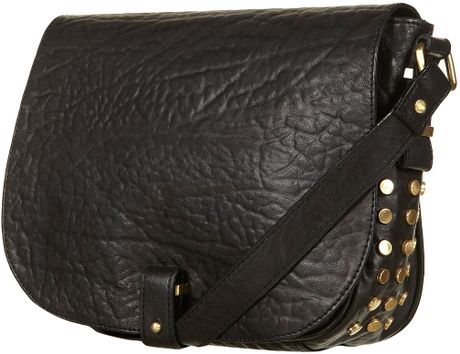 Topshop Black Leather Stud Crossbody Bag in Black | Lyst