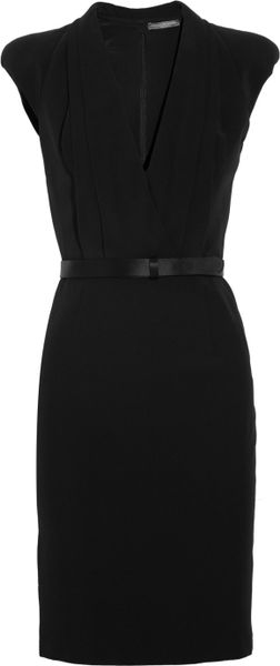 Alexander Mcqueen Crepe WrapEffect Dress in Black - Lyst