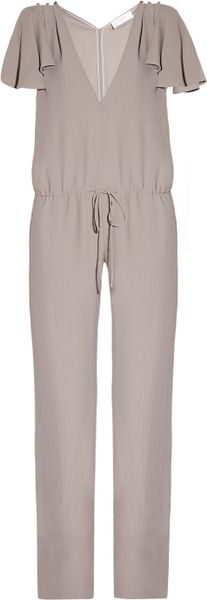 Azzaro Lucilia Crepe Jumpsuit in Brown (taupe) - Lyst