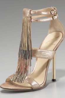 B Brian Atwood Chain-fringe T-strap Sandal - Lyst