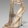 B Brian Atwood Chainfringe Tstrap Sandal in Gold (pewter) - Lyst